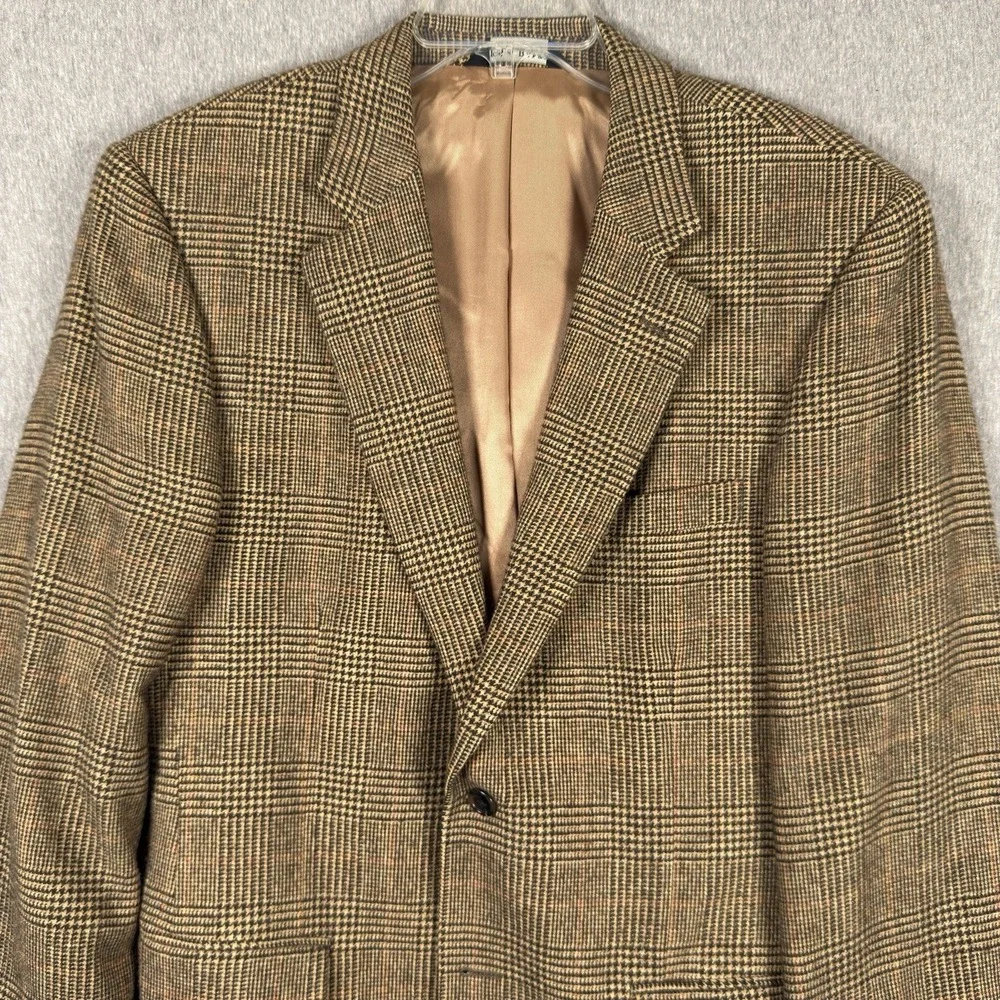 Jos. A. Bank Blazer Mens 41R 100% Camel Hair Sport Coat Suit Jacket Check Plaid